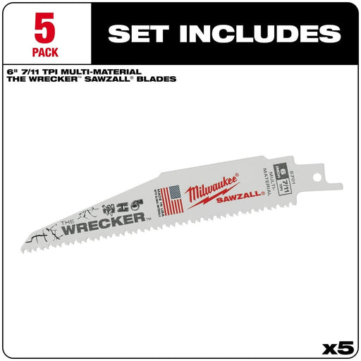 Milwaukee Tool Power Tools Accessories Milwaukee The Wrecker™ Multi-Material SAWZALL® Blade 6 in. 7/11TPI 5 pk