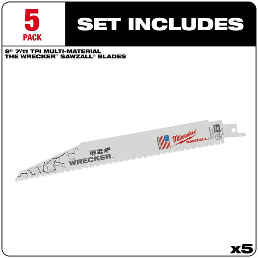 Milwaukee Tool Power Tools Accessories Milwaukee The Wrecker™ Multi-Material SAWZALL® Blade 9 in. 7/11TPI 5 pk