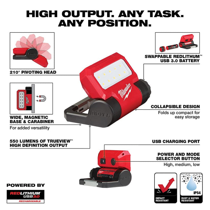 Milwaukee Tool Tools Milwaukee USB Rechargeable Rover™ Pivoting LED Flood Light