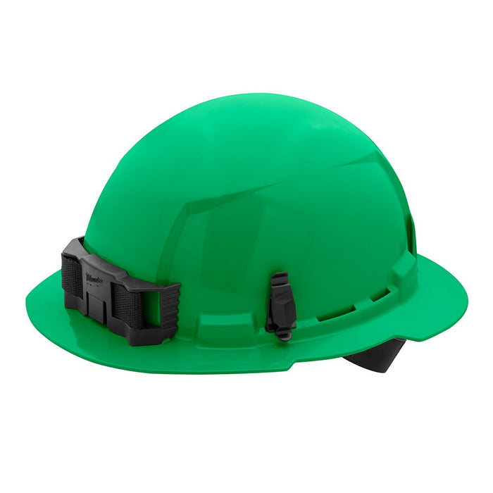 Milwaukee Green Full Brim Hard Hat w/4pt Ratcheting Suspension - Type 1, Class E