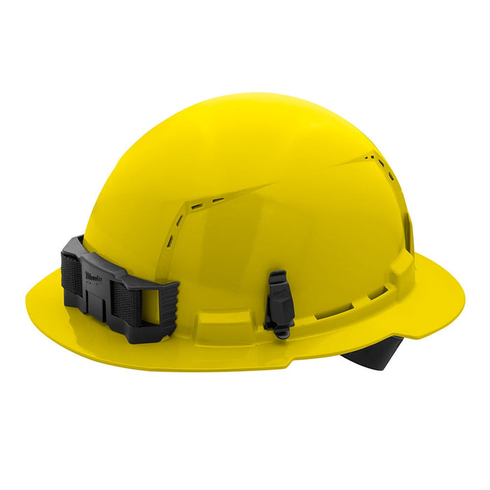 Milwaukee Yellow Full Brim Vented Hard Hat w/4pt Ratcheting Suspension - Type 1, Class C