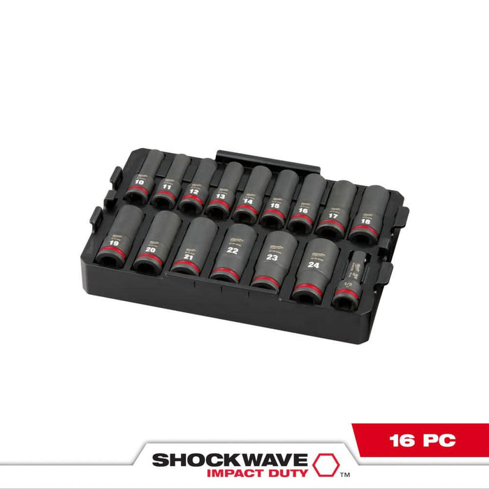 Milwaukee SHOCKWAVE™ Impact Duty™ Socket 1/2” Dr 16PC MM Tray Set