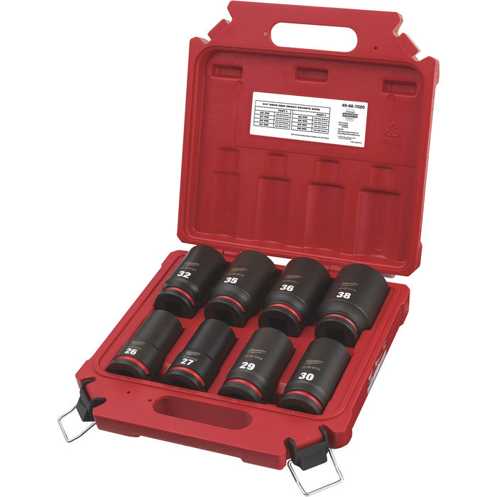 Milwaukee 8PC SHOCKWAVE™ Impact Duty™ 3/4" Drive Metric Deep 6 Point Socket Set